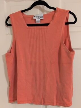 Jan Leslie Coral Knit Sleeveless Pin-Tuck Tank
